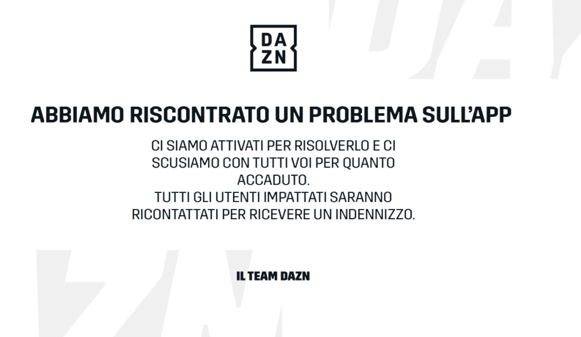 Dazn down: ancora disservizi. Indennizzo per gli utenti