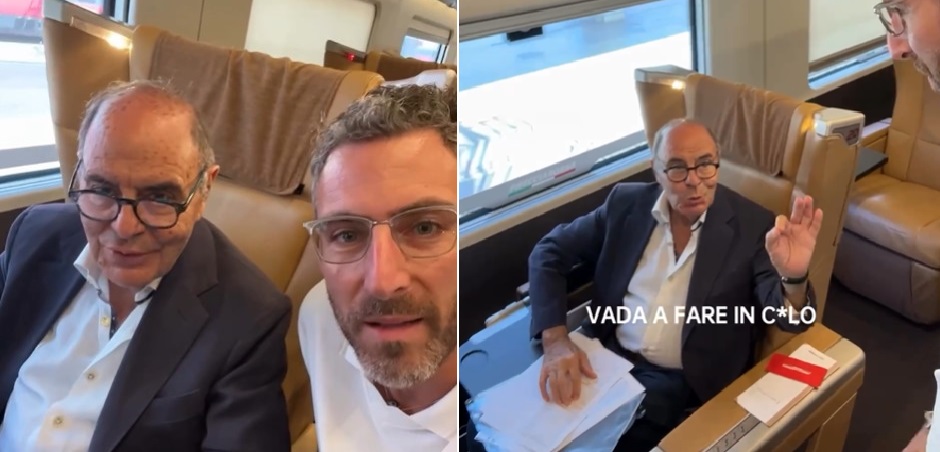 Bruno Vespa contestato in treno sbotta: “Vada a fare in cu*o”