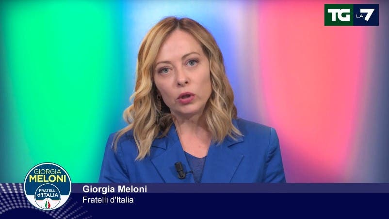 Giorgia Meloni nello spot elettorale per La7